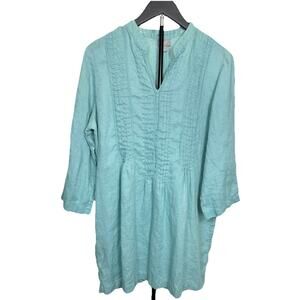 J Jill Pintuck Tunic Women’s Sz L 100% Linen V-Neck Love Linen Pure Jill